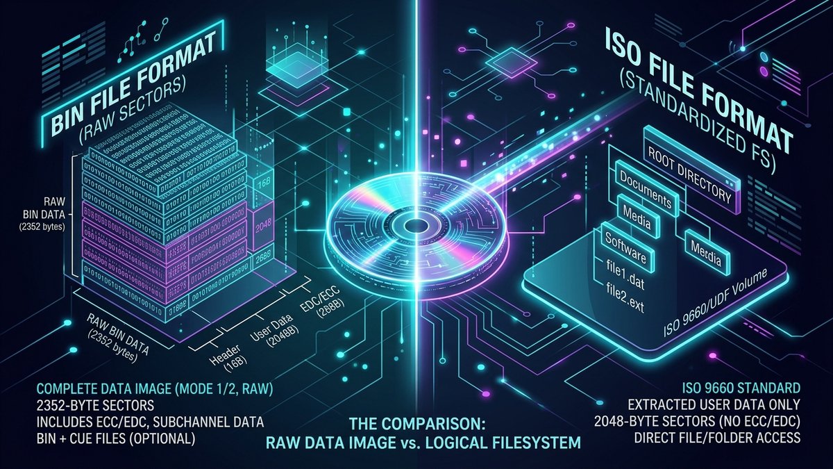 BIN vs ISO: Technical Differences, File Structures & When to Convert